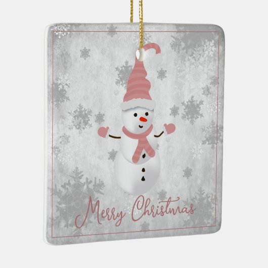 Roze Leuke Sneeuwman Vakantie Ornament (Rechts)
