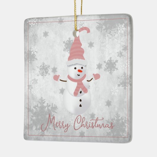 Roze Leuke Sneeuwman Vakantie Ornament (Links)