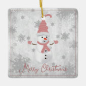 Roze Leuke Sneeuwman Vakantie Ornament (Voorkant)