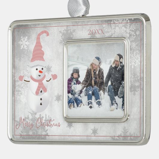 Roze Leuke Sneeuwman Vakantie Ornament (Links)