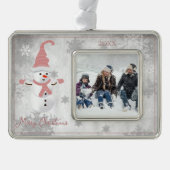Roze Leuke Sneeuwman Vakantie Ornament (Voorkant)