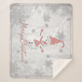 Roze Leuke Sneeuwman Vakantie Sherpa Blanket Sherpa Deken (Voorkant)
