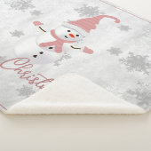 Roze Leuke Sneeuwman Vakantie Sherpa Blanket Sherpa Deken (3/4)