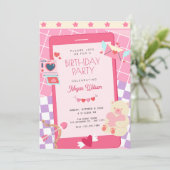 Roze leuke speelse verjaardag kaart (Staand voorkant)