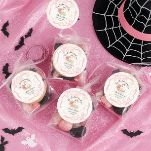 roze leuke spook kleine boe baby shower Uitnodigin Ronde Sticker