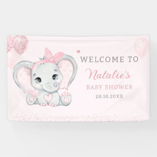 Roze Leuke Waterverf Olifant Meisje Baby shower Spandoek