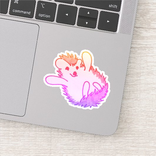 Roze Leuke Woodland Dier Gelukkige Hedgehog Sticker (Detail)