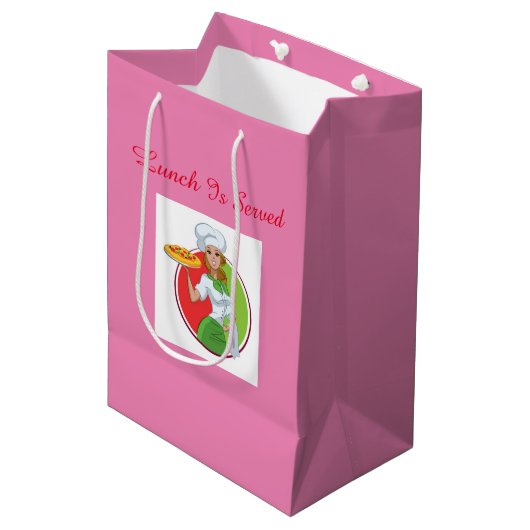 Roze leunch tas medium cadeauzakje (Voorkant Gekanteld)