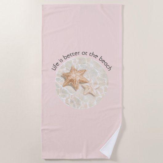 Roze Leven is beter bij de strandzeester Strandlaken (Voorkant)