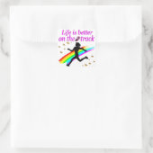 ROZE LEVEN IS BETER OP DE BAAN ONTWERP VIERKANTE STICKER (Tas)