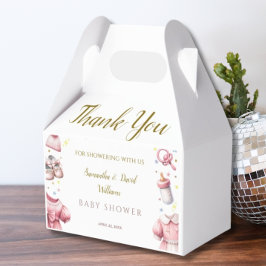  Roze Levendig Baby shower Bloemen Bedankdoosjes