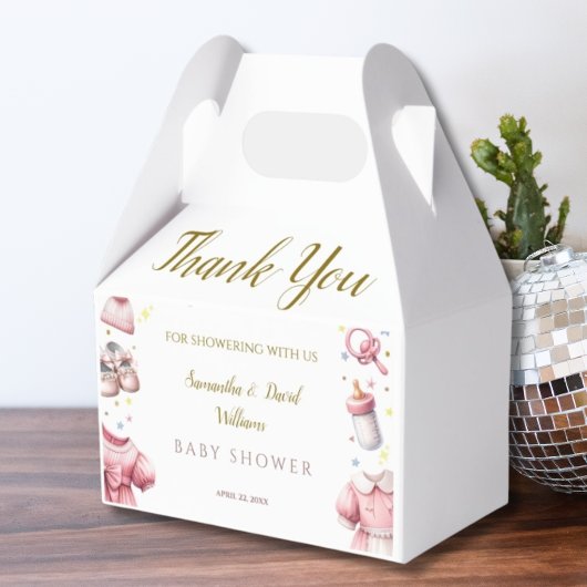  Roze Levendig Baby shower Bloemen Bedankdoosjes