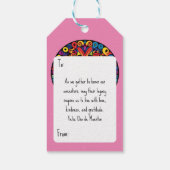 Roze levendige Dia de Muertos suikerschedel Cadeaulabel (Achterkant)