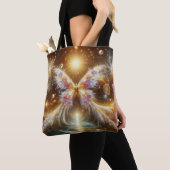 Roze Levendige Hemelse Vlinder Tote Bag (Dichtbij)