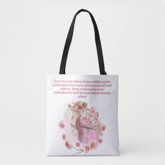 Roze levensboom Inspirerend Canvas tas (Voorkant)