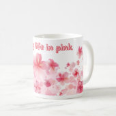 Roze Levensmug, Positieve Quote Koffiemok (Voorkant rechts)