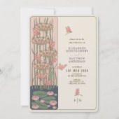 Roze libel Belle Epoque Art Nouveau bruiloft Kaart (Voorkant)