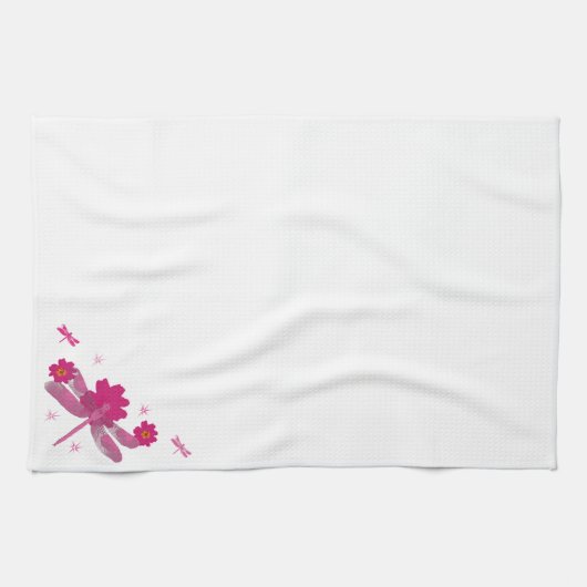 Roze libel keukenhanddoek (Horizontaal)