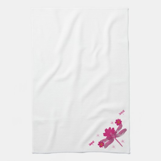 Roze libel keukenhanddoek (Verticaal)