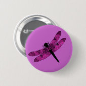 Roze Libel Ronde Button 5,7 Cm (Voorkant /achterkant)
