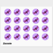 Roze Libel Ronde Sticker (Vel)