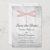 Roze Libelle Save the Date Uitnodiging (Voorkant)