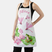 Roze libellen en groene kikkers op maat schort (Insitu)