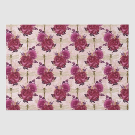 Roze libellen en Rozen Tissuepapier (Voorkant)