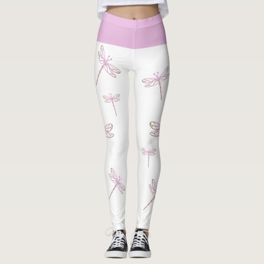 Roze libellen leggings (Voorkant)