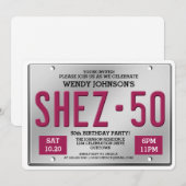 Roze licentie Bord 50e verjaardag feestdagen Kaart (Voorkant / Achterkant)