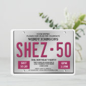 Roze licentie Bord 50e verjaardag feestdagen Kaart (Staand voorkant)