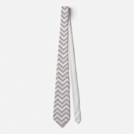 Roze, licht beige en lichtgrijs chevron stropdas