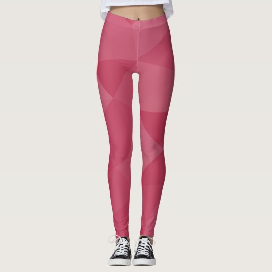 Roze licht geometrisch mesh patroon leggings (Voorkant)
