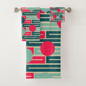 Roze, lichtblauw, Blauwgroen rechthoeken en cirkel Bad Handdoek (Insitu)