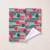 Roze, lichtblauw, Blauwgroen rechthoeken en cirkel Bad Handdoek (Wasdoekje)