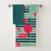 Roze, lichtblauw, Blauwgroen rechthoeken en cirkel Bad Handdoek (Insitu)