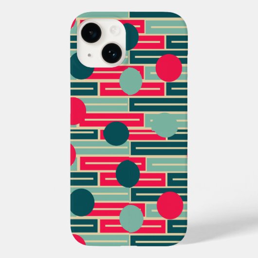 Roze, lichtblauw, Blauwgroen rechthoeken en cirkel Case-Mate iPhone Case (Achterkant)