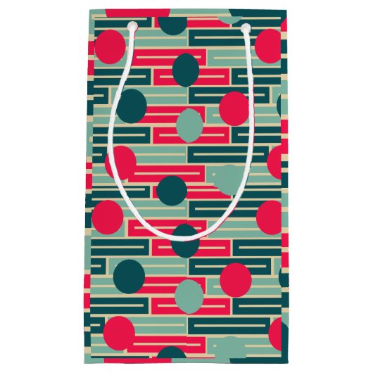 Roze, lichtblauw, Blauwgroen rechthoeken en cirkel Klein Cadeauzakje (Voorkant)