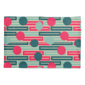 Roze, lichtblauw, Blauwgroen rechthoeken en cirkel Kussensloop (Achterkant)