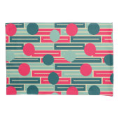 Roze, lichtblauw, Blauwgroen rechthoeken en cirkel Kussensloop (Voorkant)