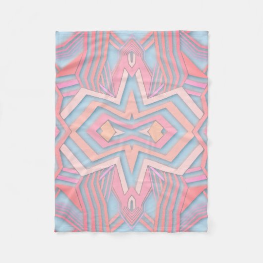 Roze & Lichtblauw Geometrisch Patroon (doe-het-zel Fleece Deken (Voorkant)