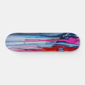 Roze Lichtblauwe en Rode Verf Drip Abstracte Kunst Persoonlijk Skateboard (Horizontaal)