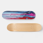 Roze Lichtblauwe en Rode Verf Drip Abstracte Kunst Persoonlijk Skateboard (Horizontaal)