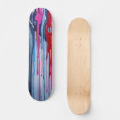 Roze Lichtblauwe en Rode Verf Drip Abstracte Kunst Persoonlijk Skateboard (Voorkant)