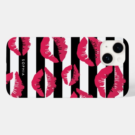 Roze lichte afdrukklep zwart-wit strepe Case-Mate iPhone case (Achterkant (horizontaal))