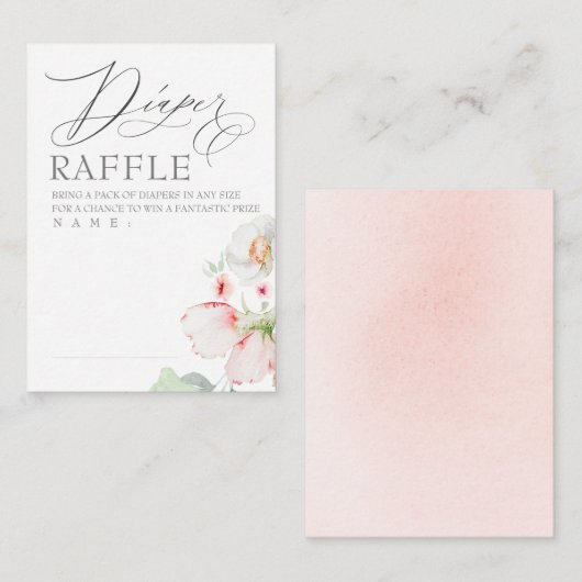 Roze lichte bloemen elegante luierritten informatiekaartje (Voorkant / Achterkant)