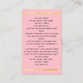 Roze lichte bloemen kruisen begrafenis gebedskaart visitekaartje (Achterkant)