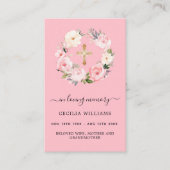 Roze lichte bloemen kruisen begrafenis gebedskaart visitekaartje (Voorkant)