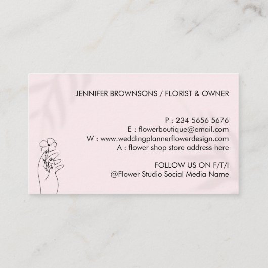 Roze lichte, eenvoudige schoonmaakbeurt voor de la visitekaartje (Achterkant)