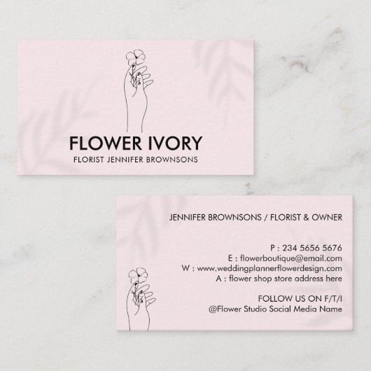 Roze lichte, eenvoudige schoonmaakbeurt voor de la visitekaartje (Voorkant / Achterkant)